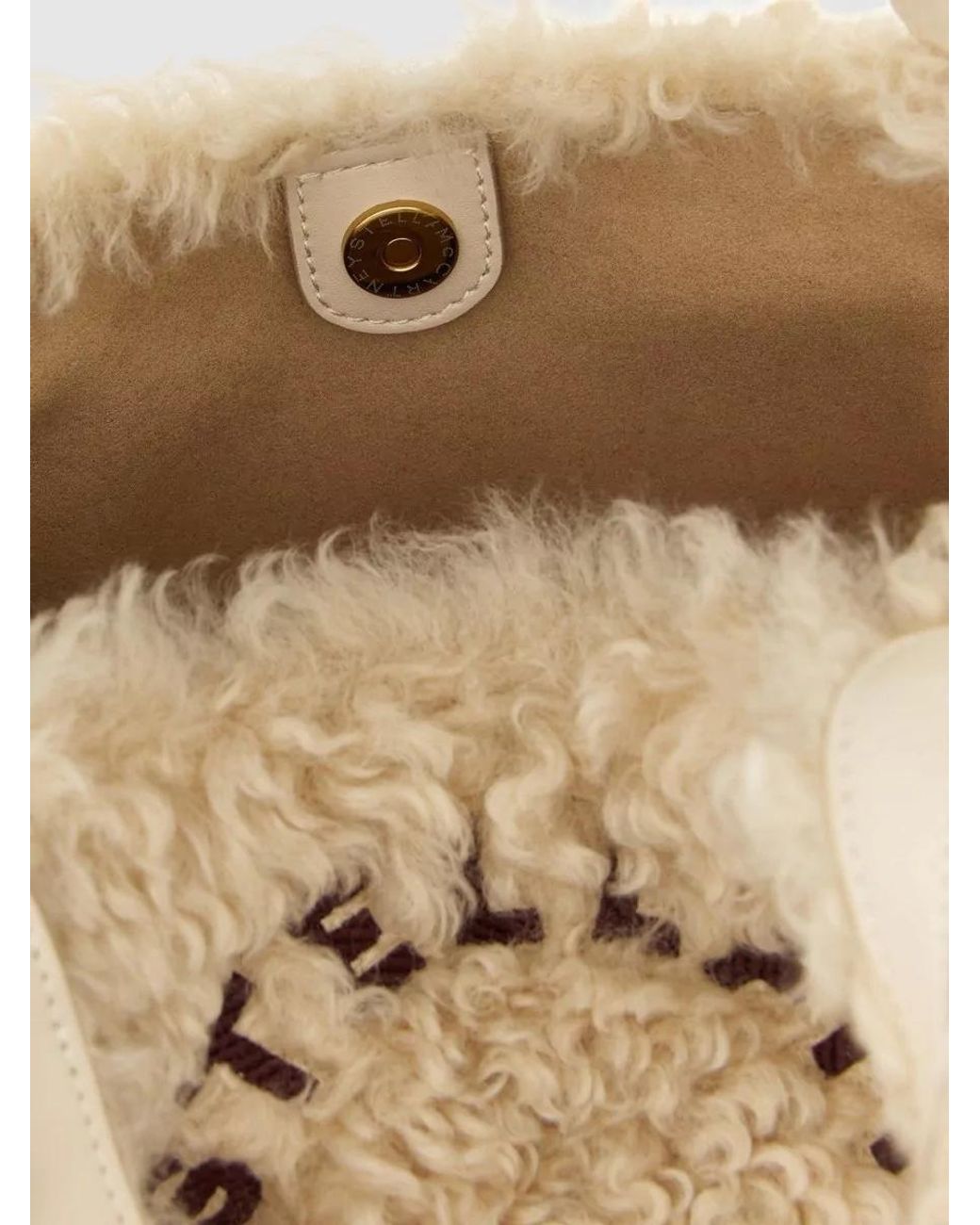 Stella McCartney Natural Stella Logo Shearling-Effect Tote Bag