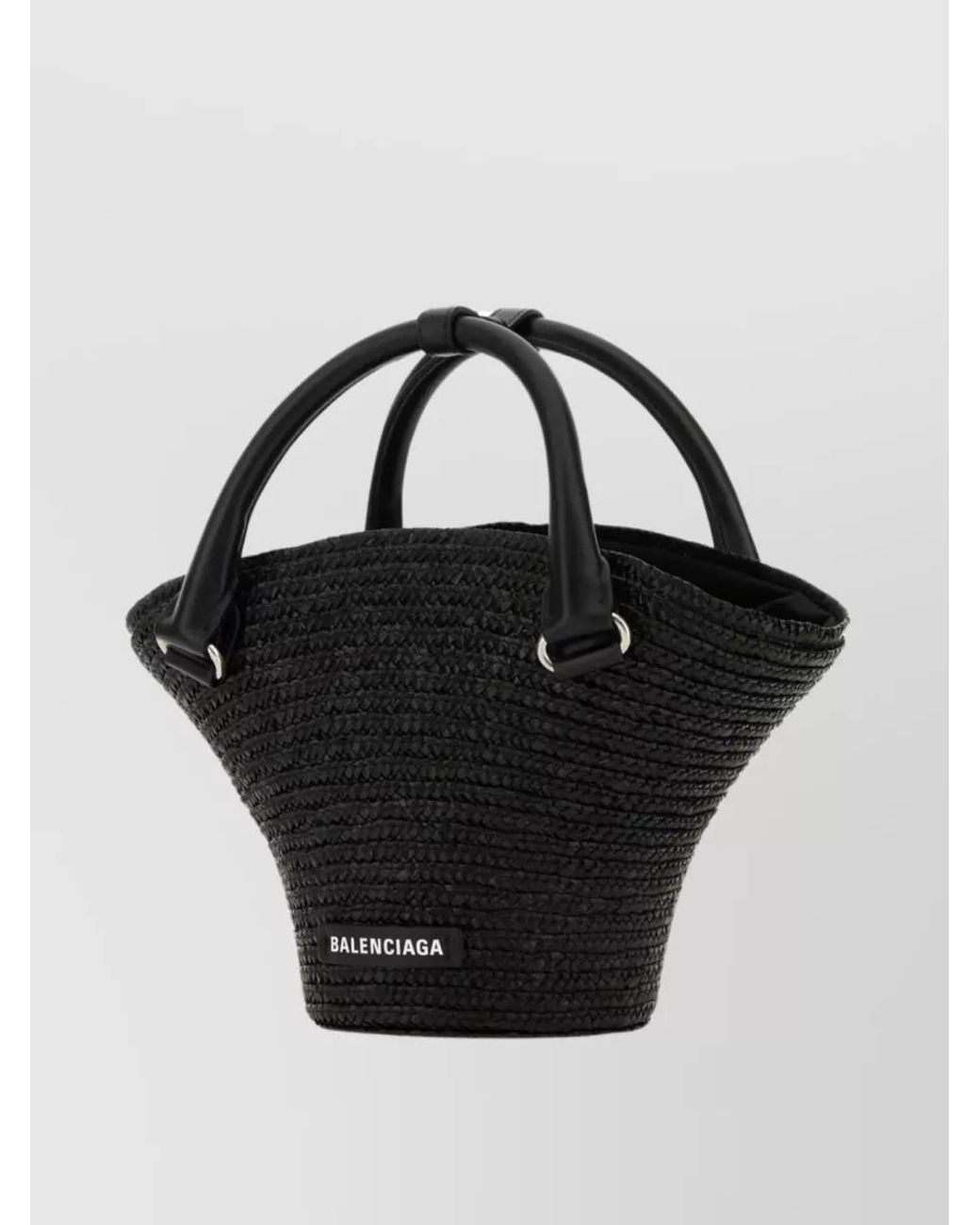 Balenciaga Black Beach Mini Straw Shoulder Bag