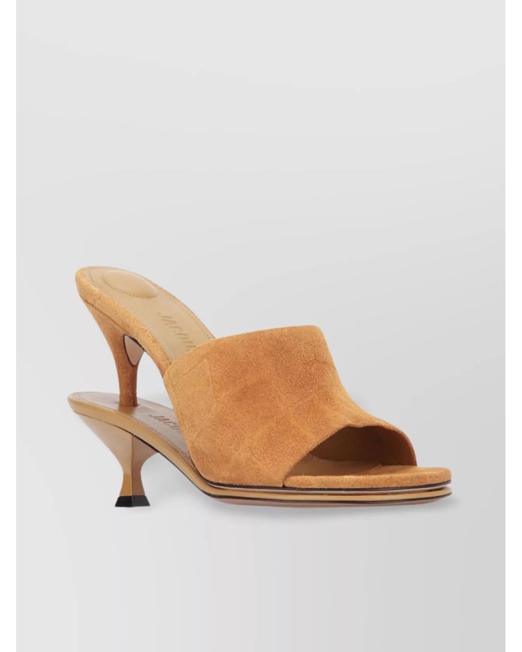 Jacquemus Orange Calf Leather Sculpted Heel Mules Sandals