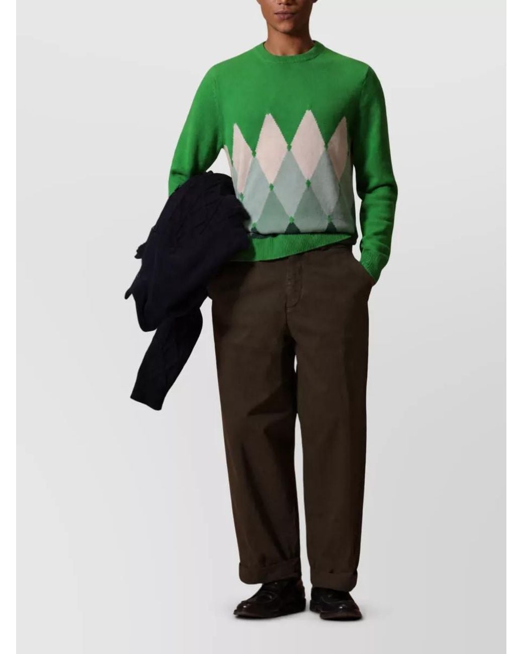 Ballantyne Green Wide-Leg Cotton Trousers for men