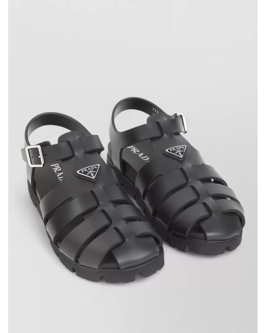 Prada Gray Leather Cage Sandals for men