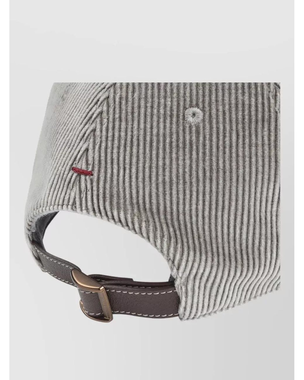 Brunello Cucinelli Gray Ribbed Corduroy Baseball Cap for men