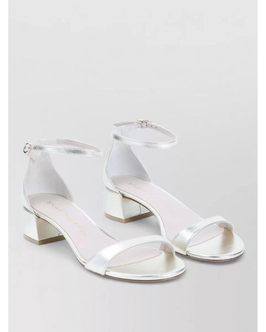 Stuart Weitzman White Leather Nudist Block 35 Sandals