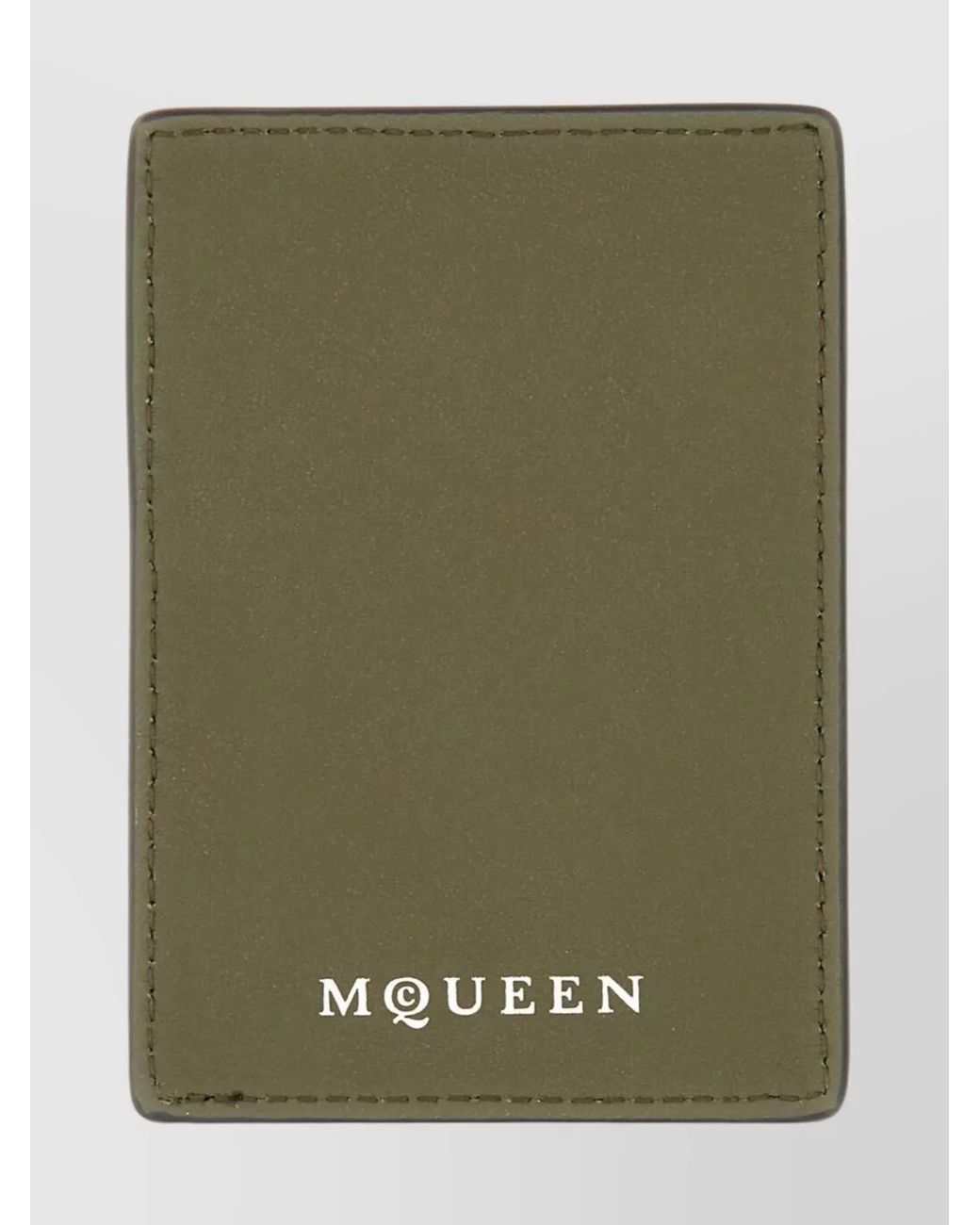 McQueen Green Leather Card Holder for men
