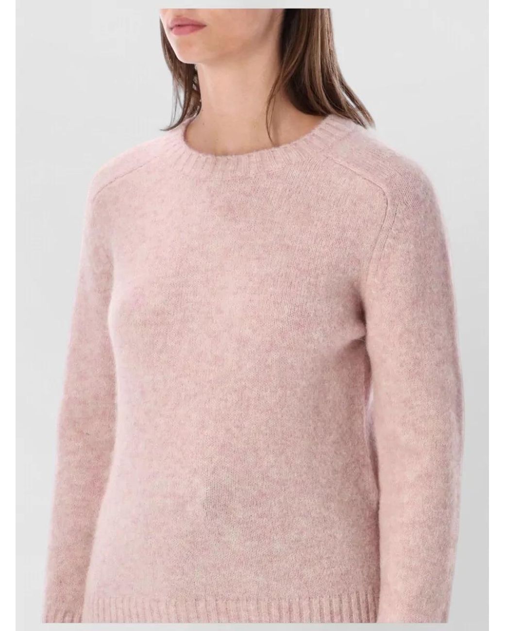 Soeur Pink Wool Alpaca Fine-Knit Crew-Neck Sweater