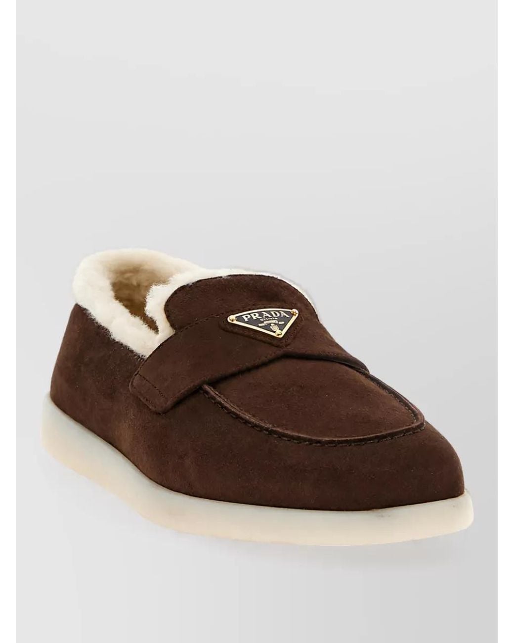 Prada Brown Suede Slippers