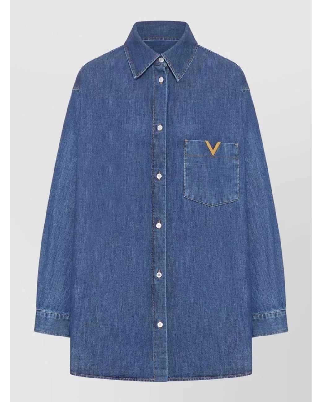 Valentino Blue Denim Long-Sleeve Shirt