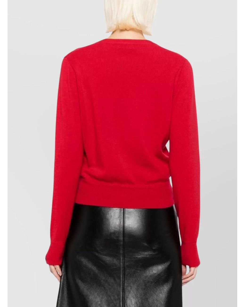Bally Red Cashmere V-Neck Ribbed Cardigan