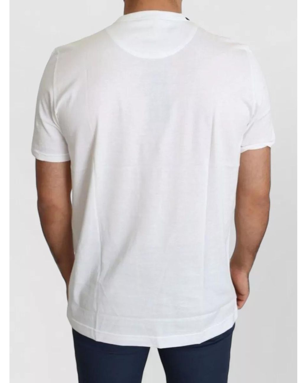 Dolce & Gabbana Blue Cotton Heart Print Crew Neck T-Shirt for men