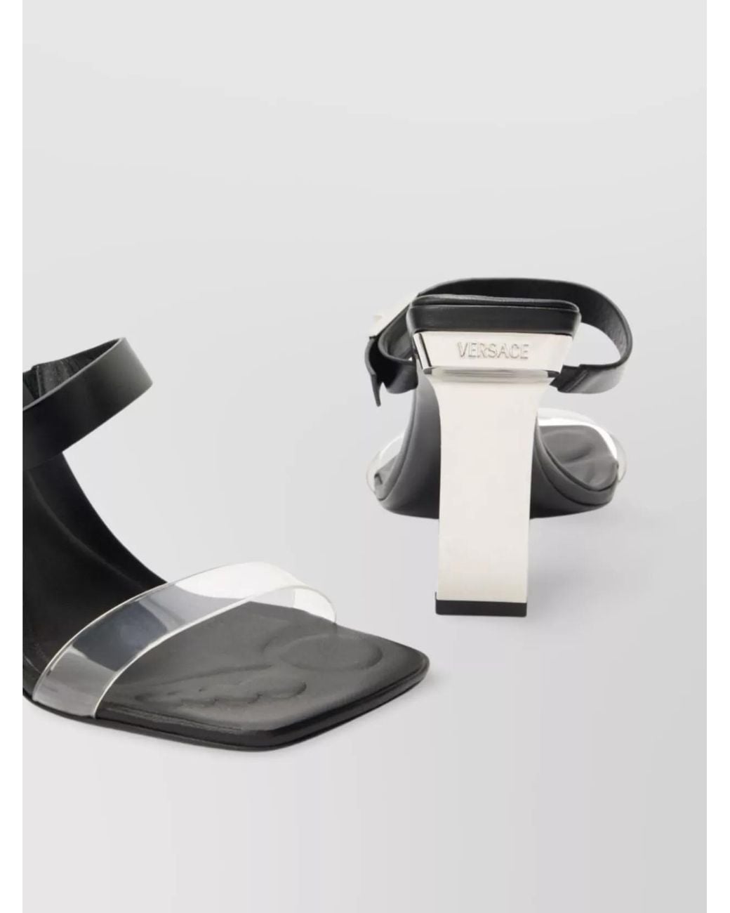 Versace Multicolor Leather Logo-Plaque High-Heel Sandals