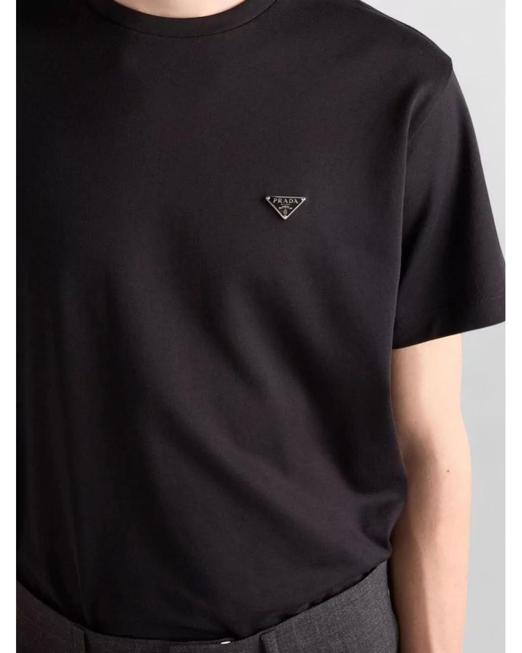 Prada Black Cotton Boxy-Fit Crew-Neck Short-Sleeve T-Shirt for men