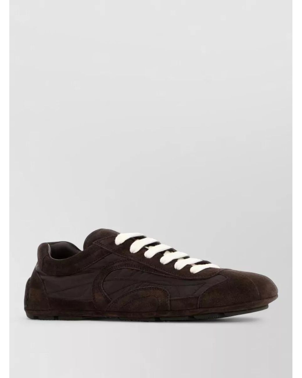 Prada White Suede Leather Low-Top Sneakers