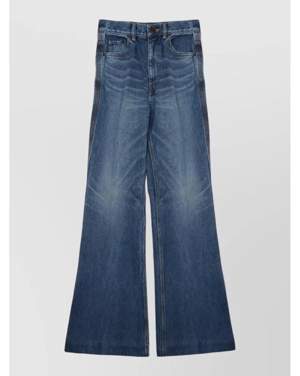 Céline Blue Cotton Flared Trousers