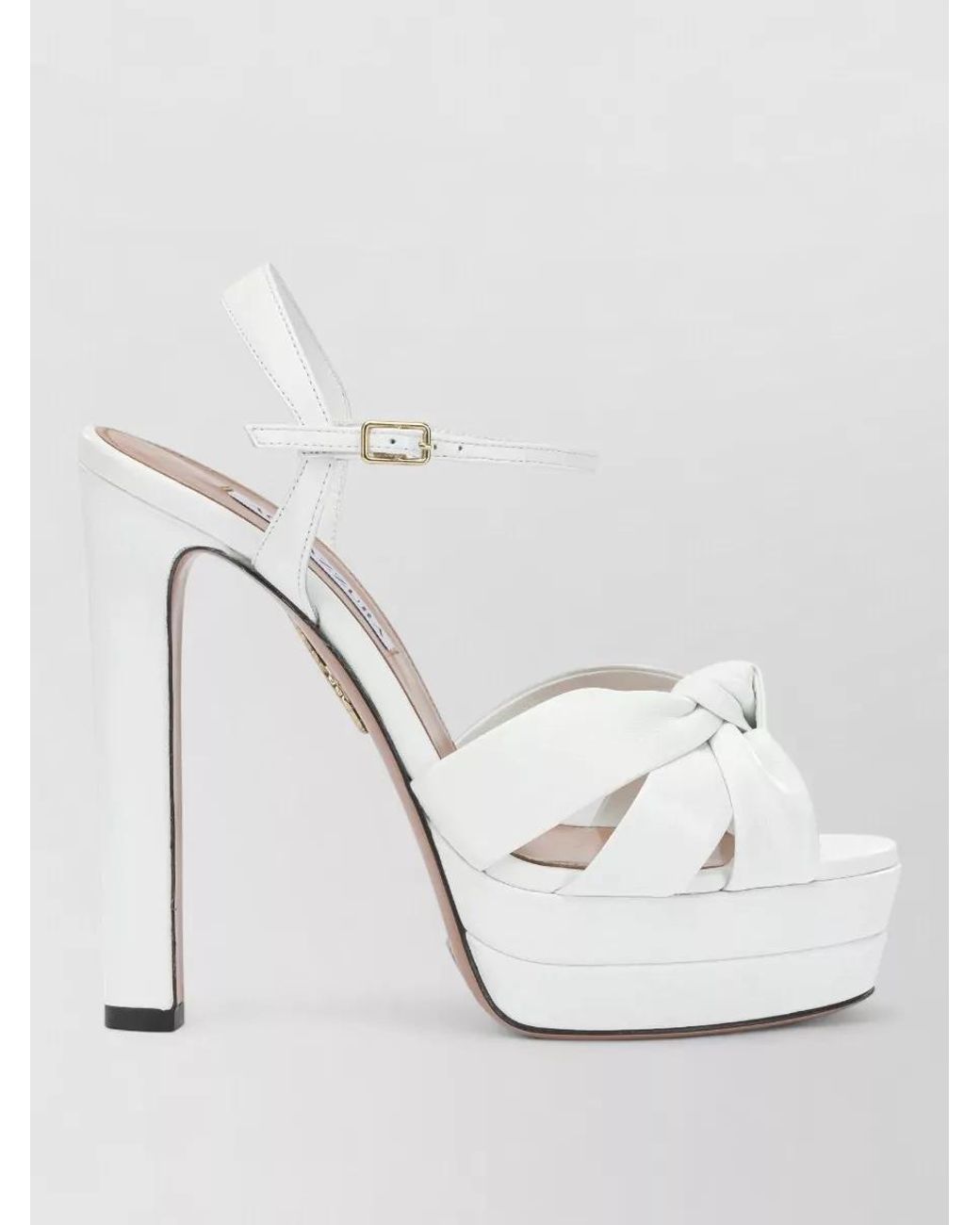 Aquazzura White Leather Platform Heeled Sandals