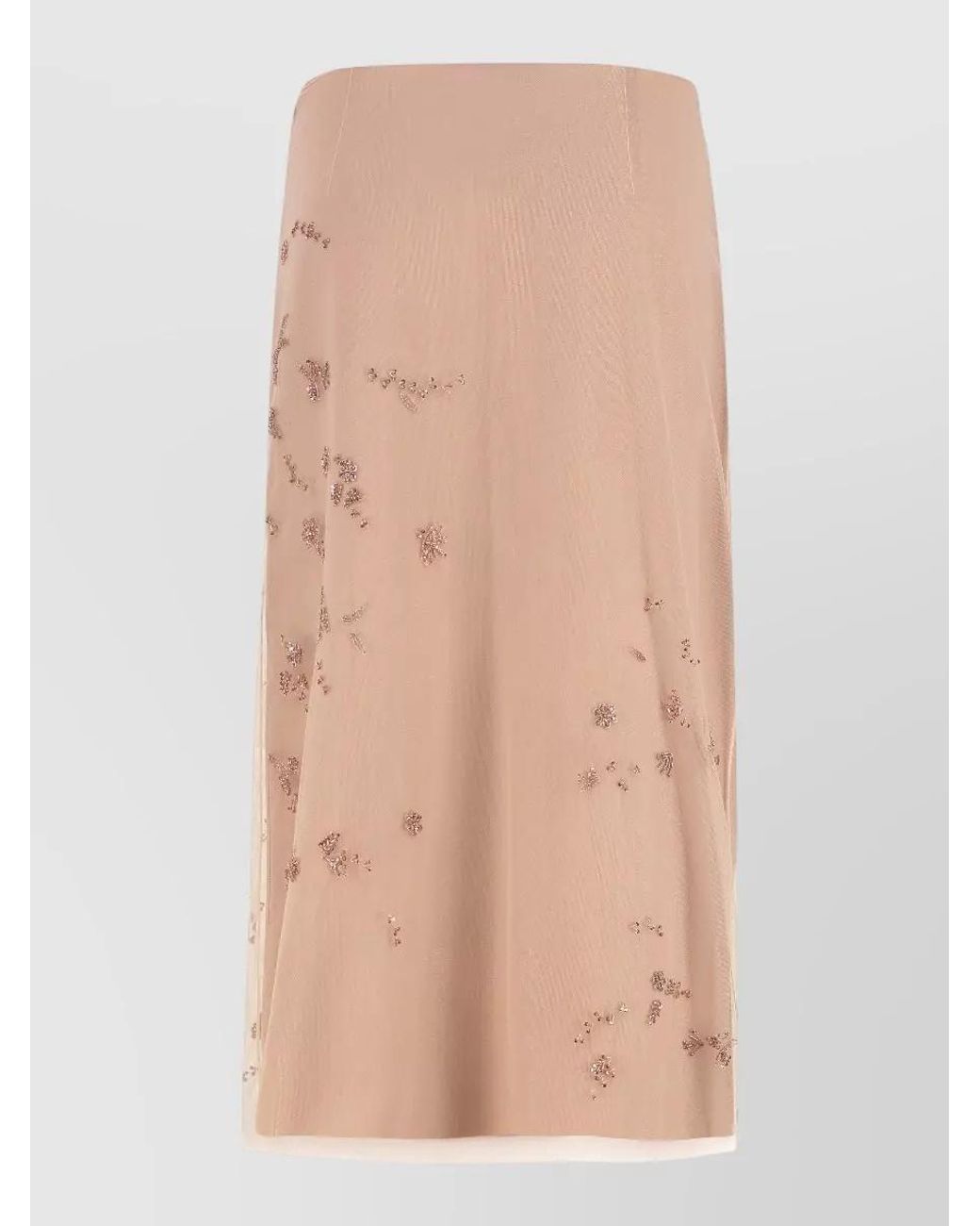 Fendi Natural Silk Embroidered Midi Skirt