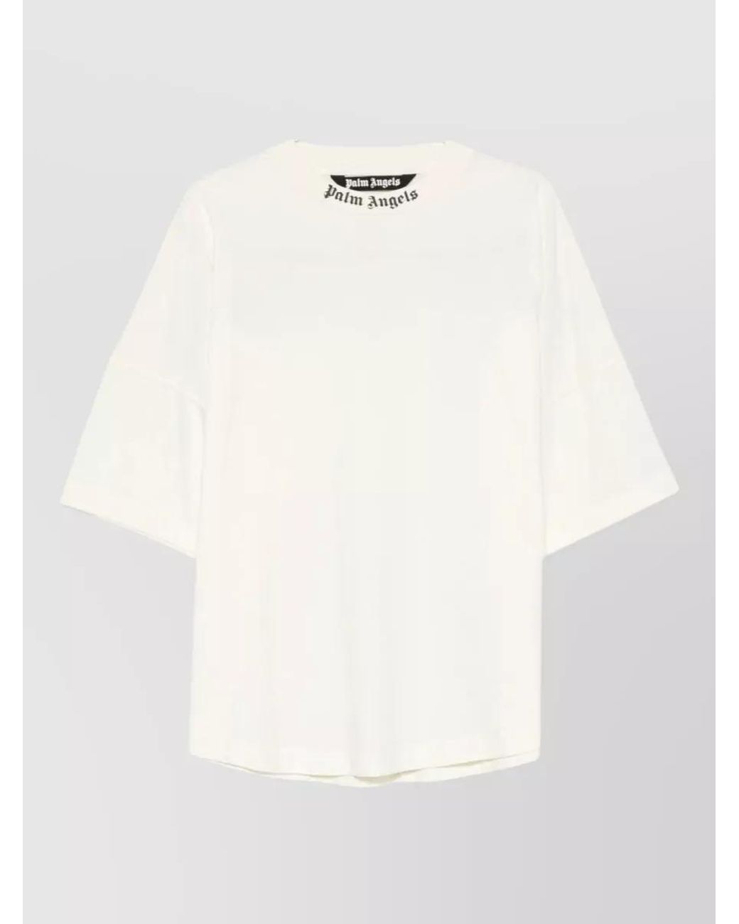 Palm Angels White Cotton Logo Print T-Shirt for men