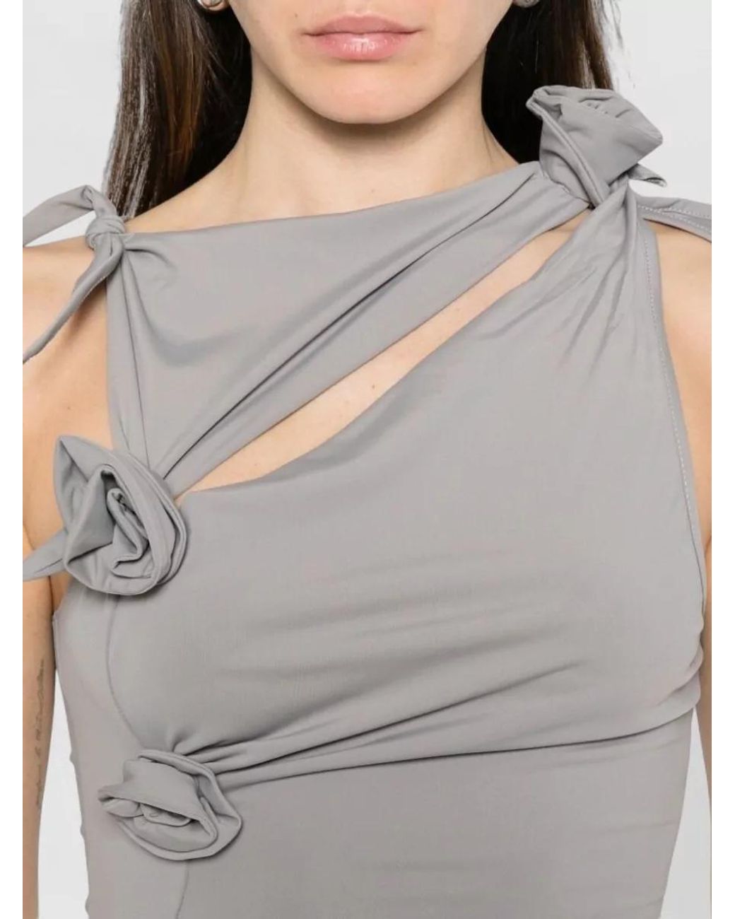Coperni Gray Sleeveless Asymmetric Cutout Mini Dress