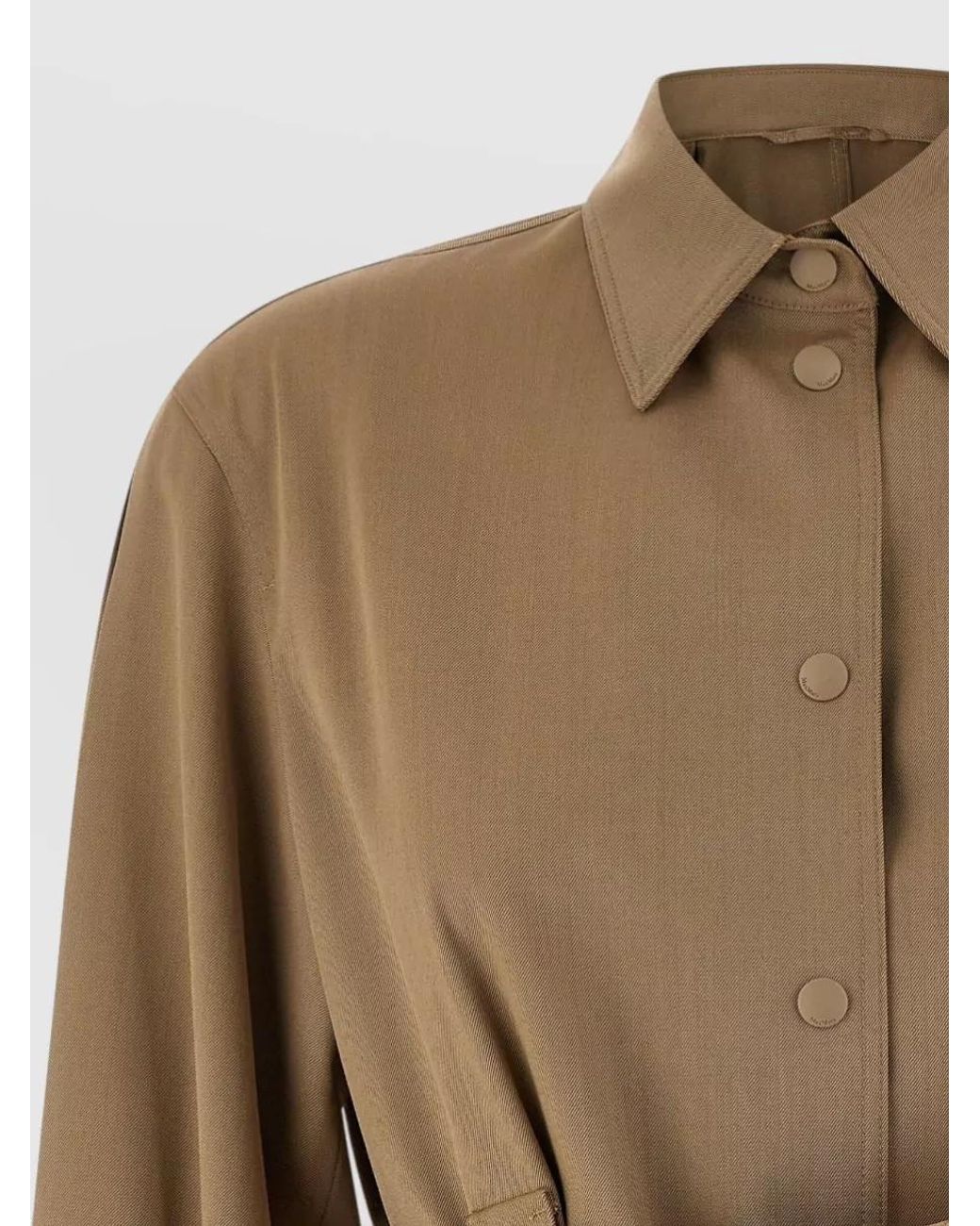 Max Mara Natural Virgin Wool Belted Shirt Jacket