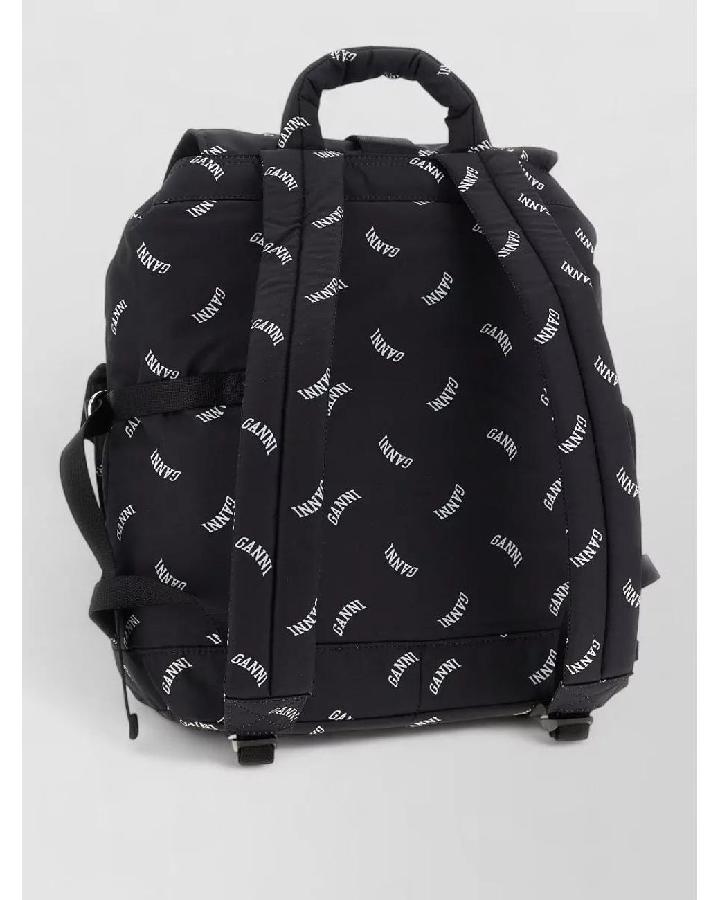 Ganni Black Na Polyester Logo-Print Backpack