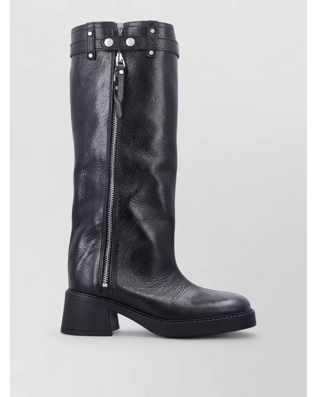 Miista Black Leather Zip Boots