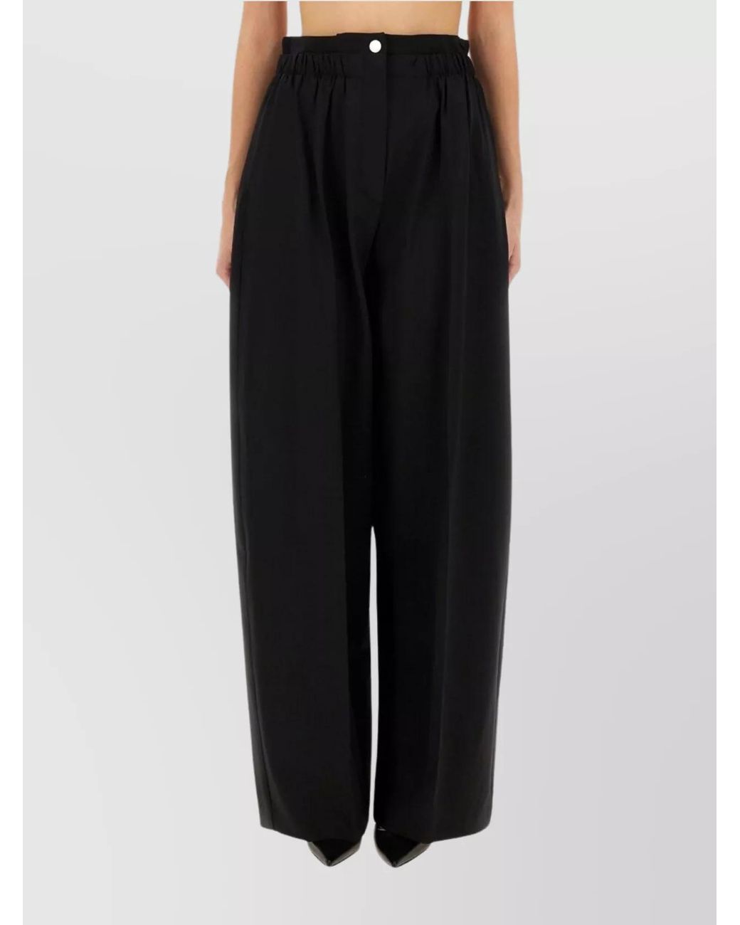 Sportmax Black Virgin Wool Wide-Leg Trousers