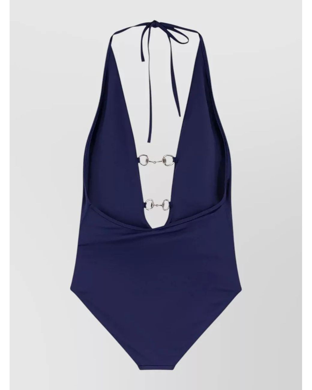 Gucci Blue V-Neck One-Piece Swimsuit