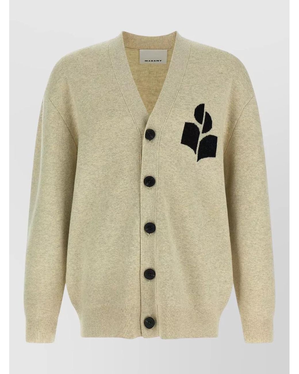 Isabel Marant Natural Curtis V-Neck Logo-Knit Cardigan for men