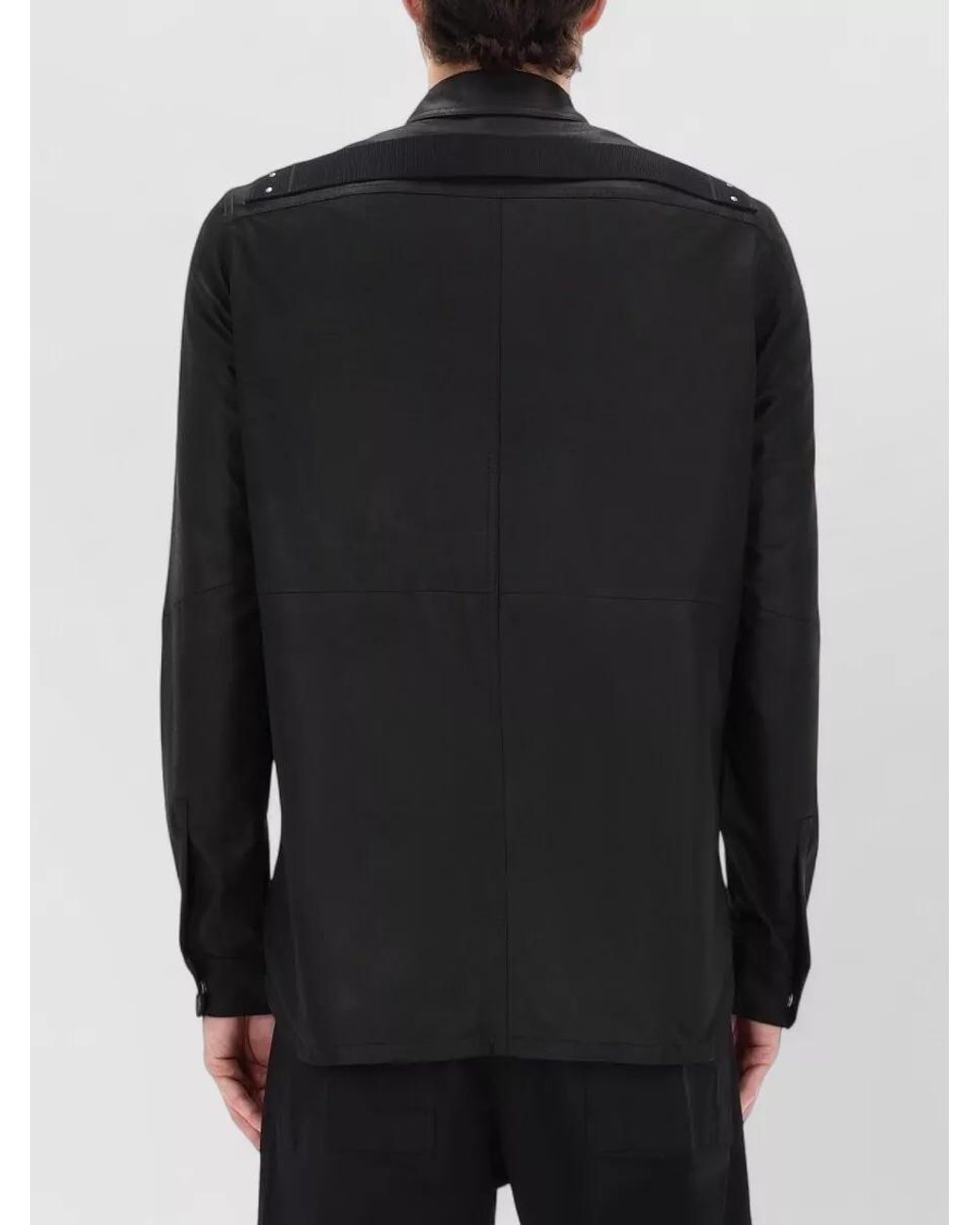 Rick Owens Black Leather Shirt Jacket for men