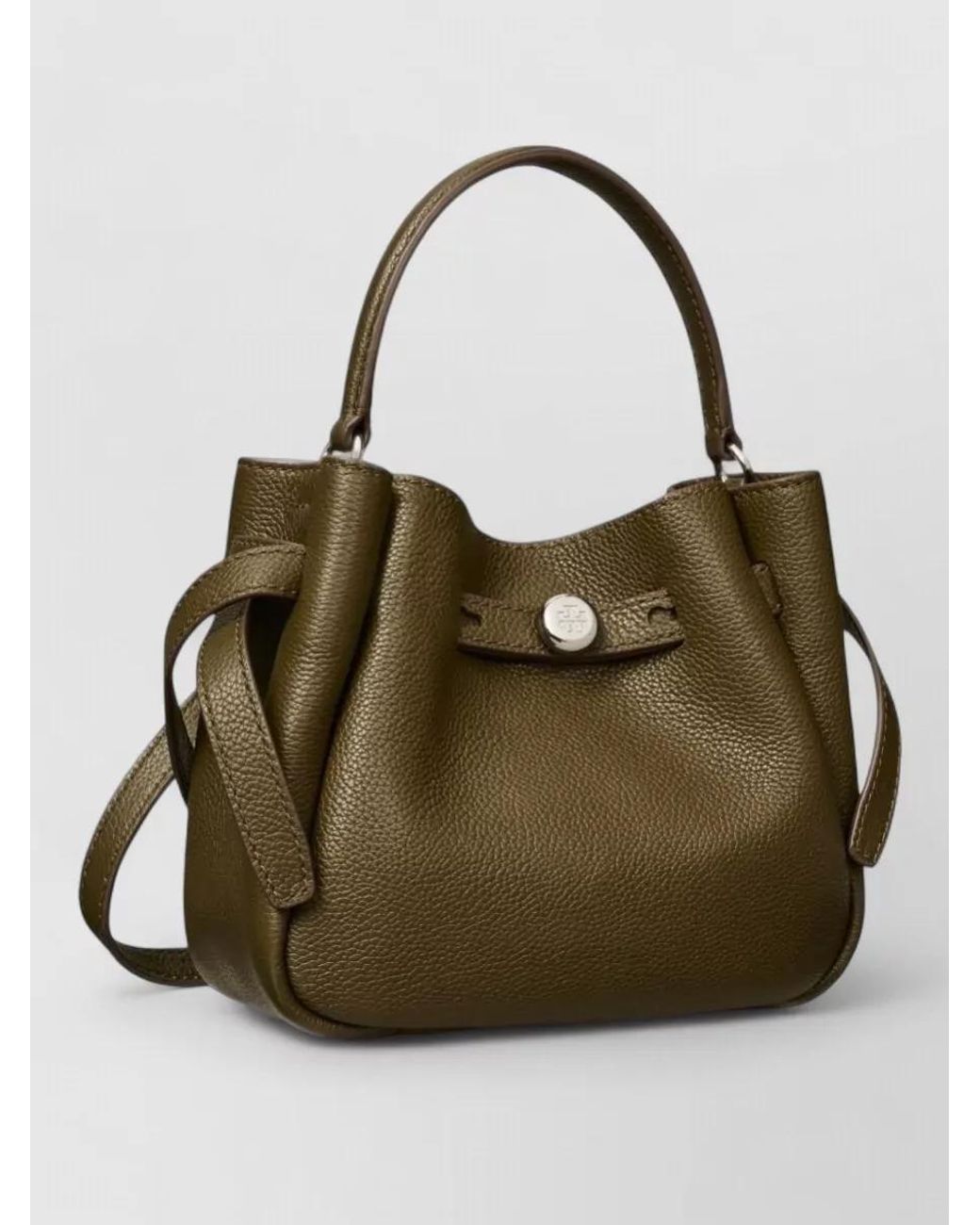 Tory Burch Green Romy Mini Leather Bucket Bag