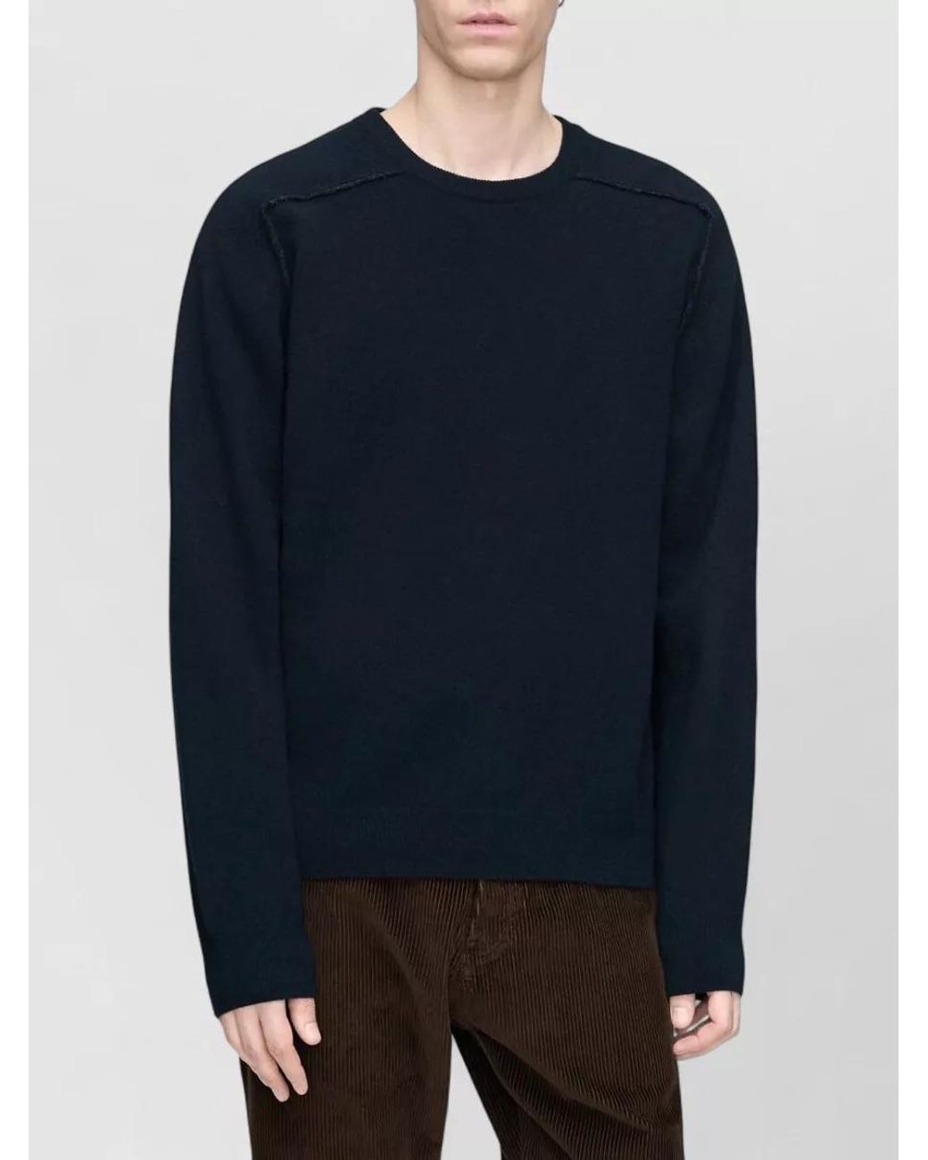 Maison Margiela Blue Wool Crewneck Sweater for men