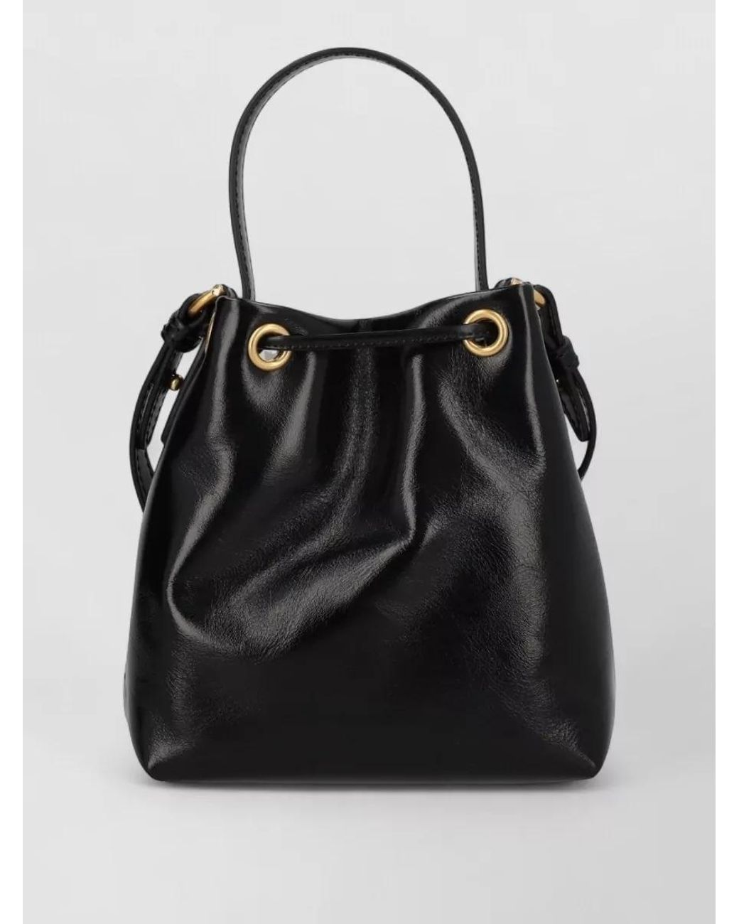 Balmain Black Pulse Mini Leather Bucket Bag