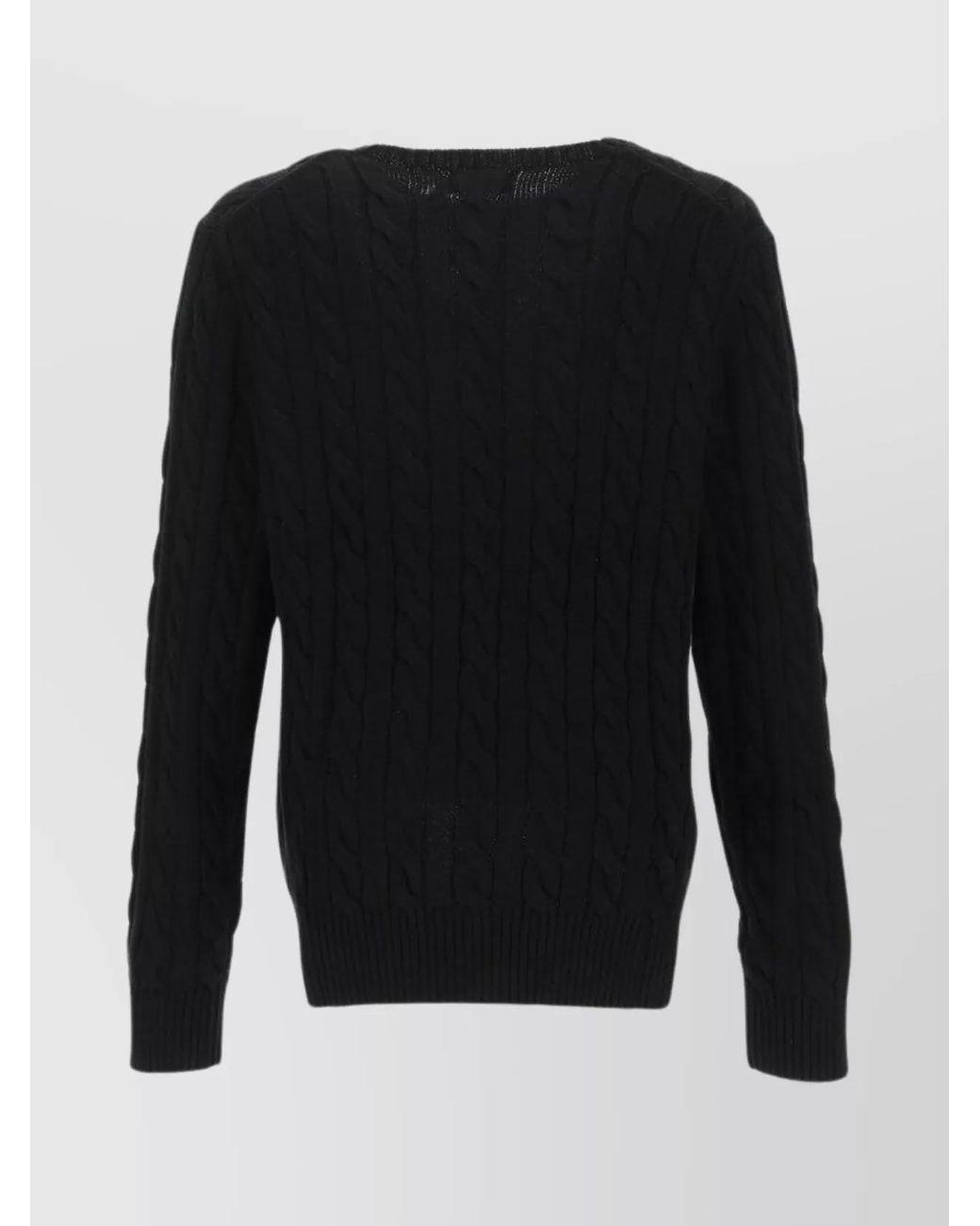 Polo Ralph Lauren Black Cable-Knit Cotton Crewneck Jumper for men