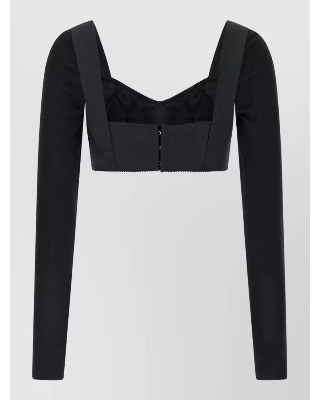 Dolce & Gabbana Black Satin Bustier Crop Top
