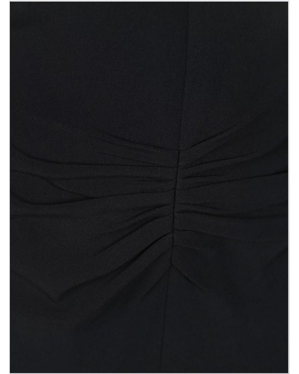 Victoria Beckham Black Crepe Gathered Waist Midi Dress