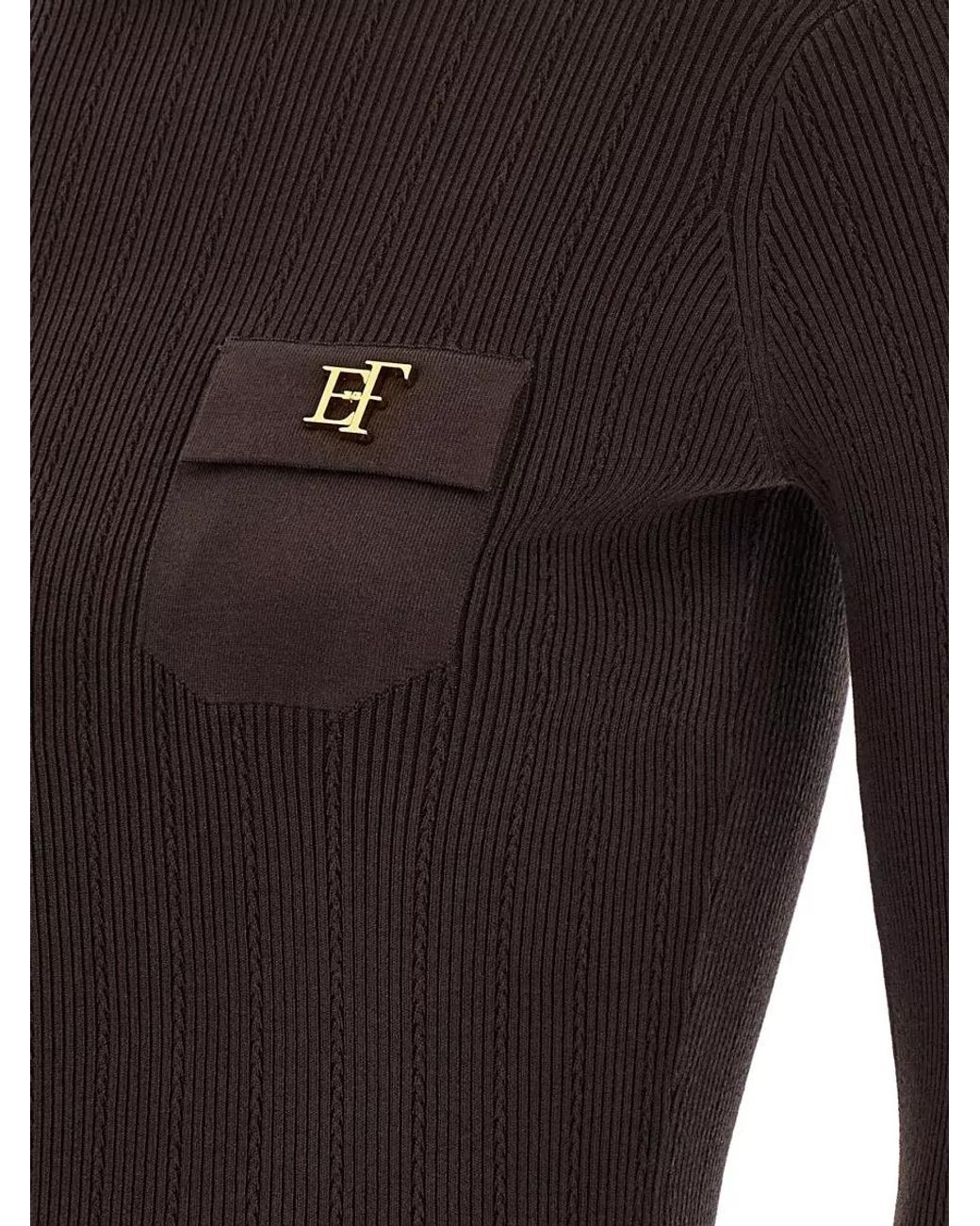 Elisabetta Franchi Black Silk-Blend Ribbed Turtleneck Sweater