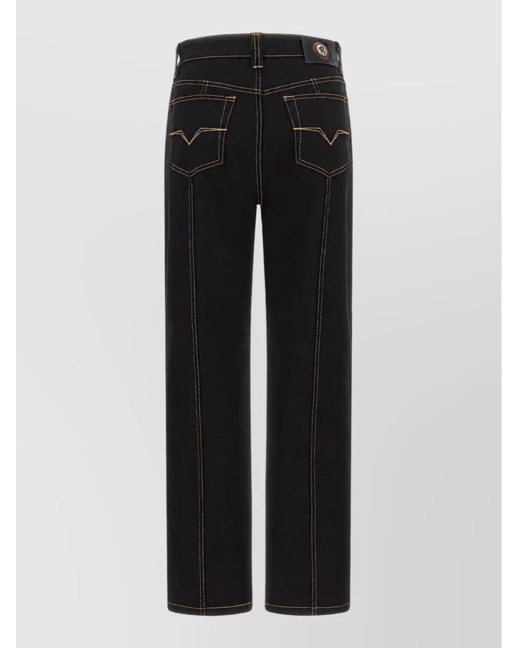 Versace Black High-Rise Straight-Leg Denim Jeans