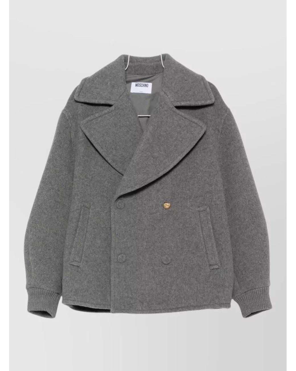 Moschino Gray Double Breasted Coat for men