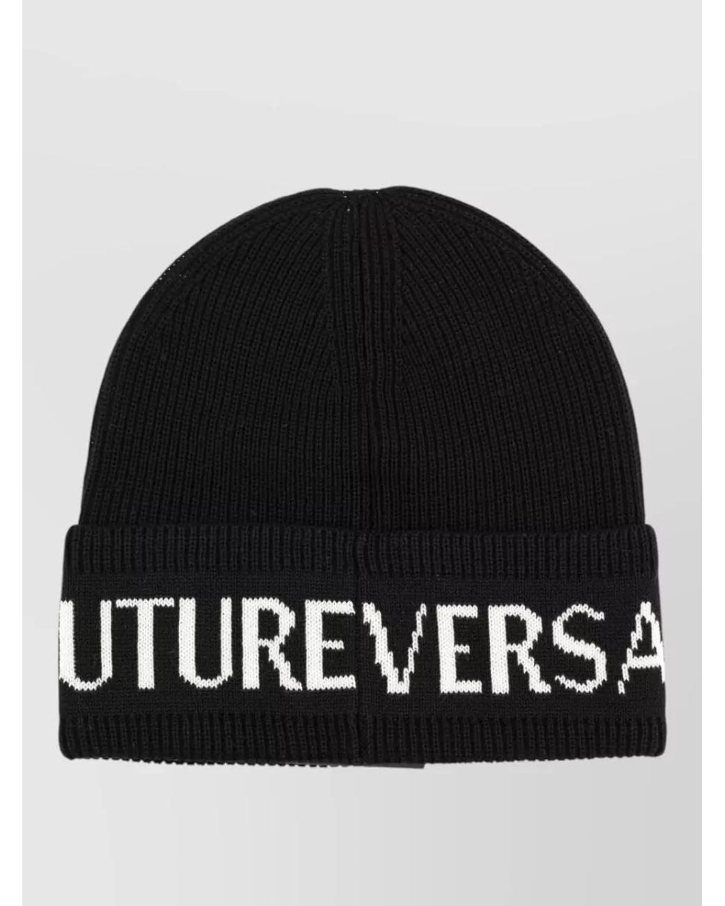 Versace Jeans Couture Black Wool Beanie for men