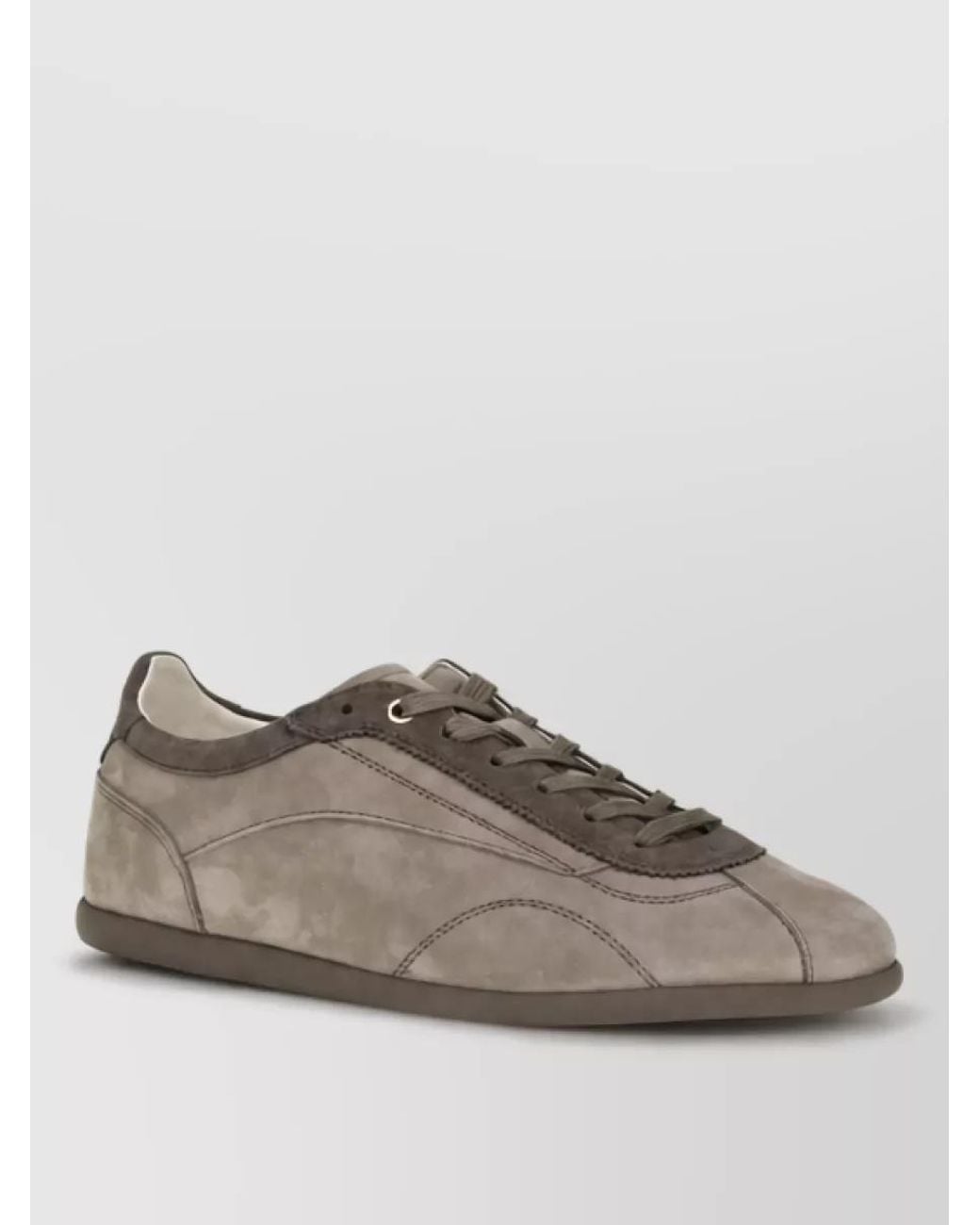Brunello Cucinelli Brown Leather Lace-Up Sneakers for men