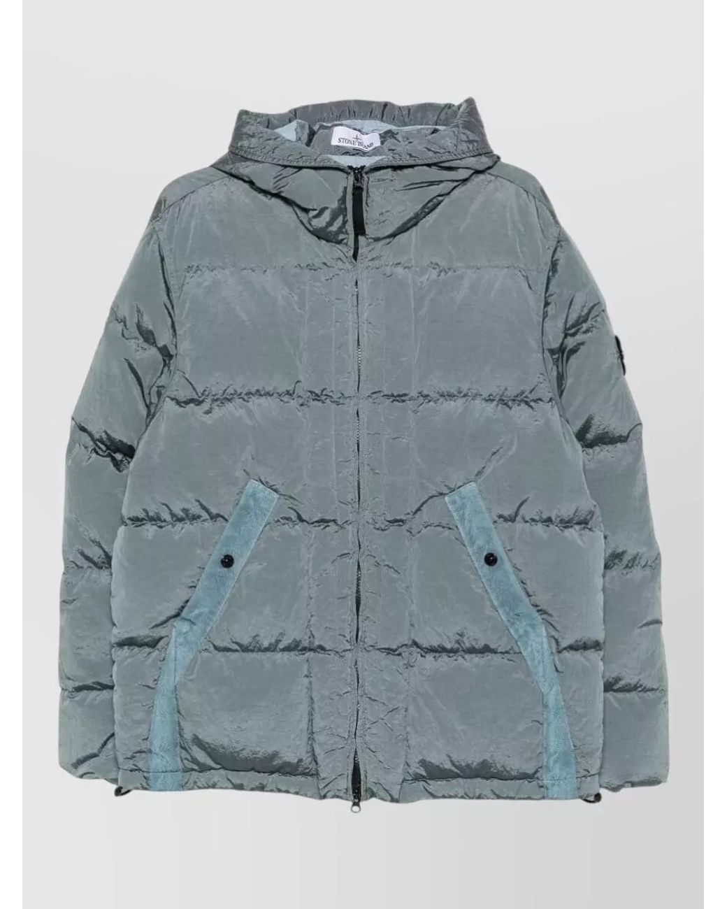 Stone Island Blue Nylon Hooded Puffer Jacket for men