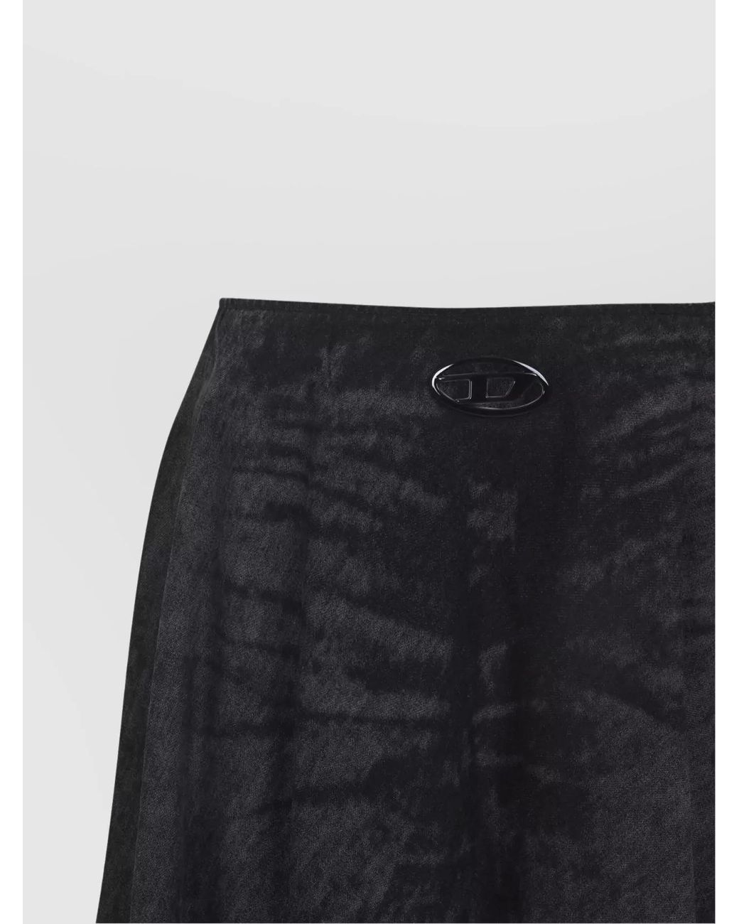DIESEL Black Denim Frayed Maxi A-Line Skirt