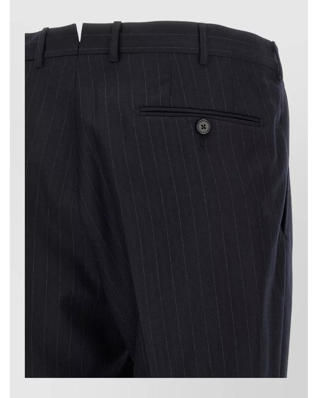 Zegna Blue Wool Pinstripe Tailored Trousers for men