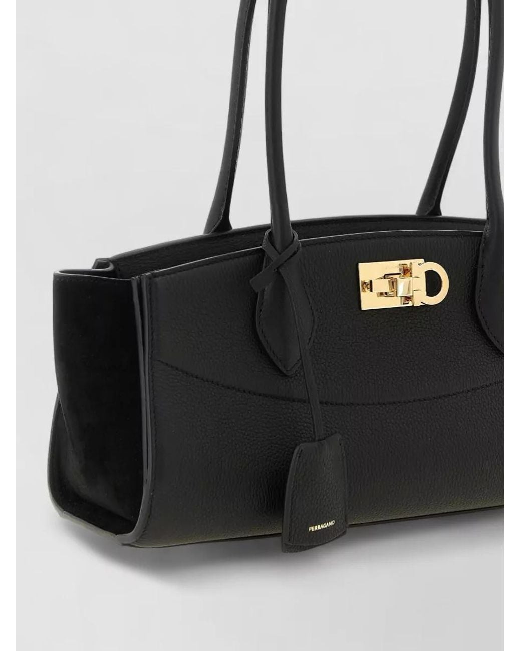 Ferragamo Black The Studio Soft Medium Leather Tote Bag
