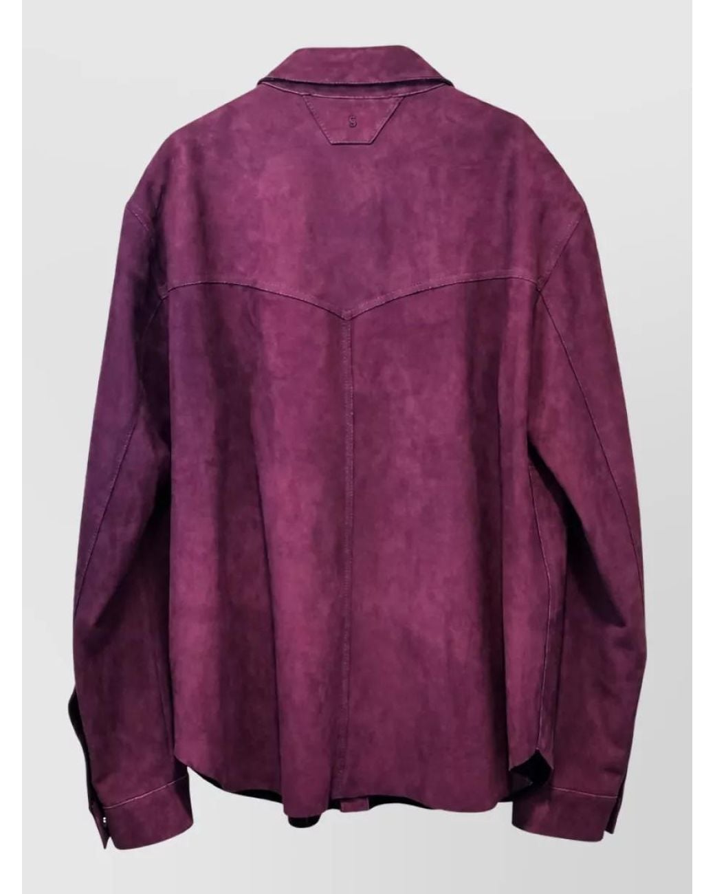 Salvatore Santoro Purple Leather Shirt Jacket for men