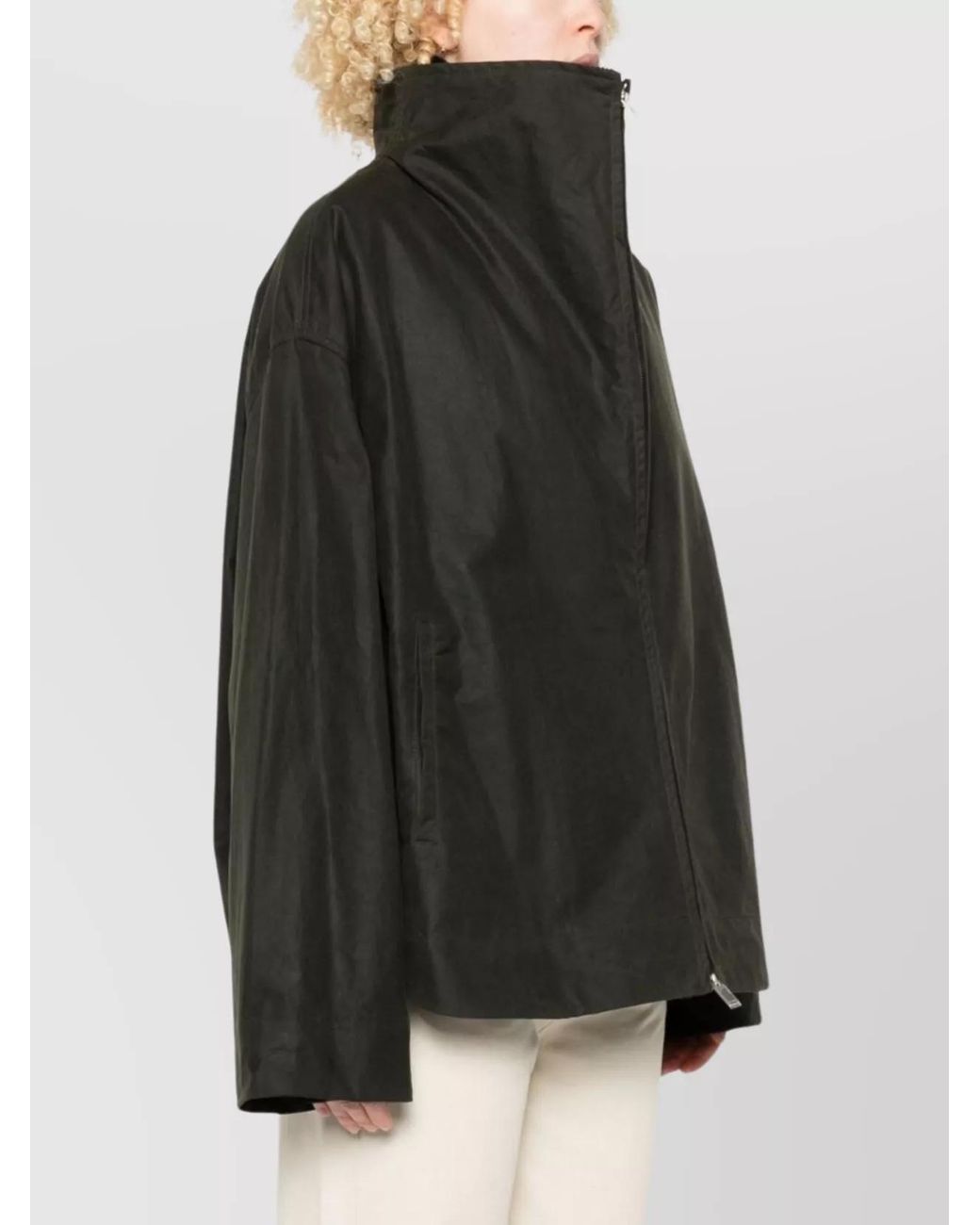 Totême Black Organic Cotton Corduroy Collar Oversized Jacket