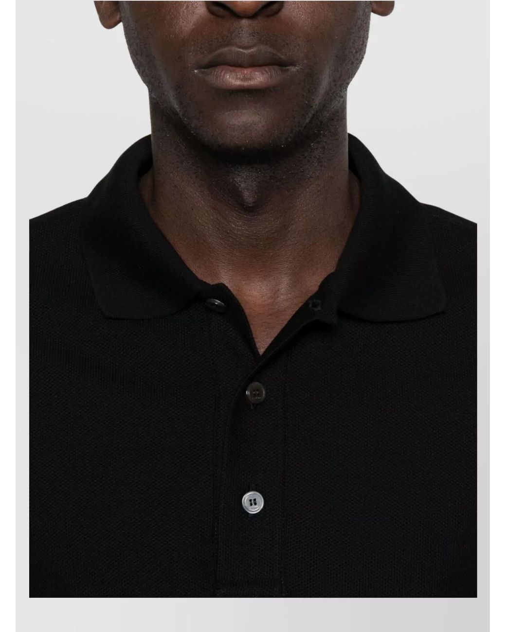 Lanvin Black Cotton Short-Sleeve Polo Shirt for men