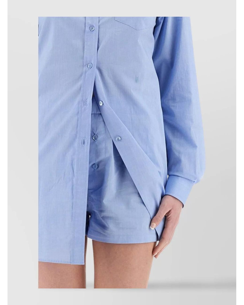 Moschino Blue Cotton Poplin Shirt Jumpsuit