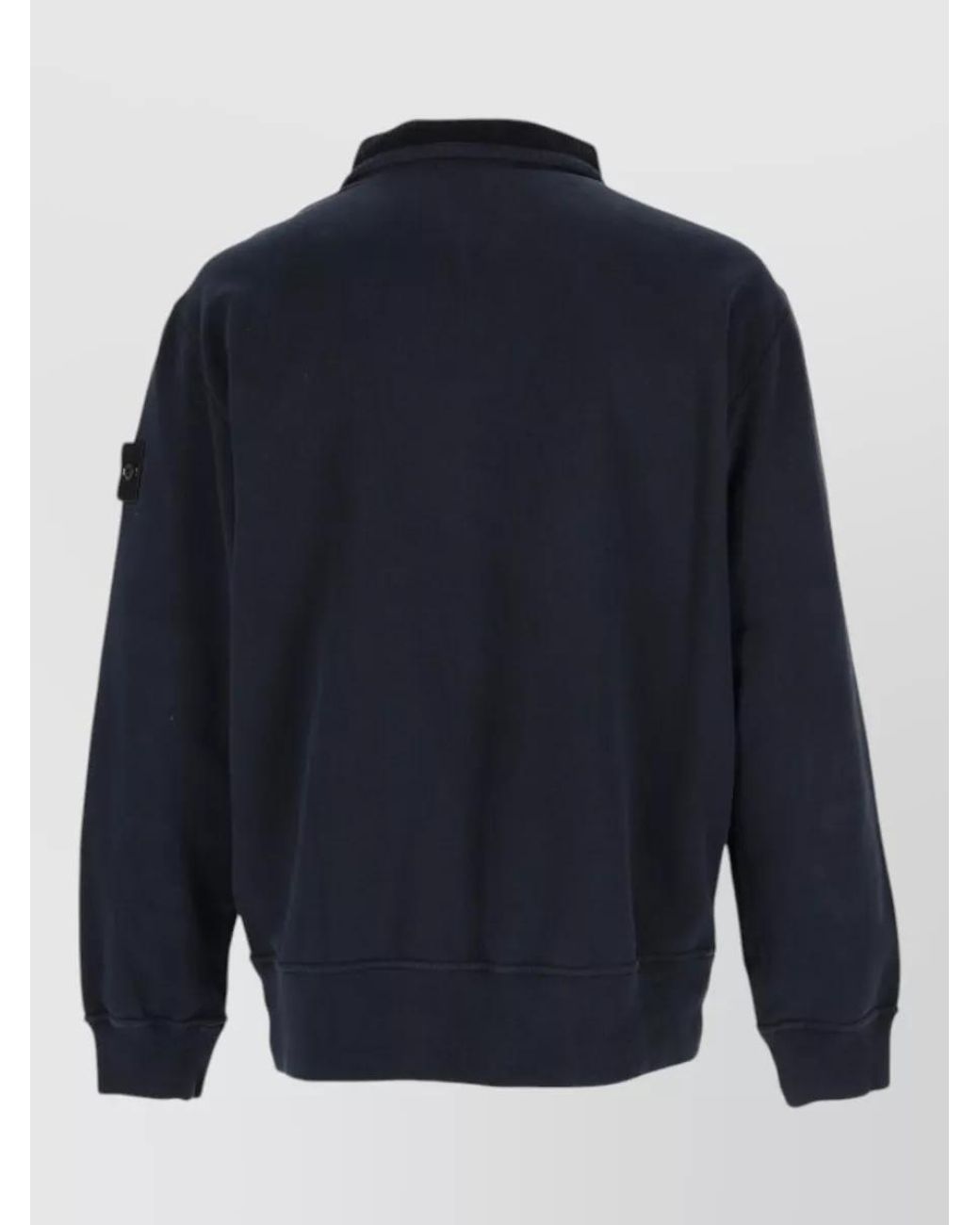 Stone Island Blue Cotton Half Zip Sweatshirt for men