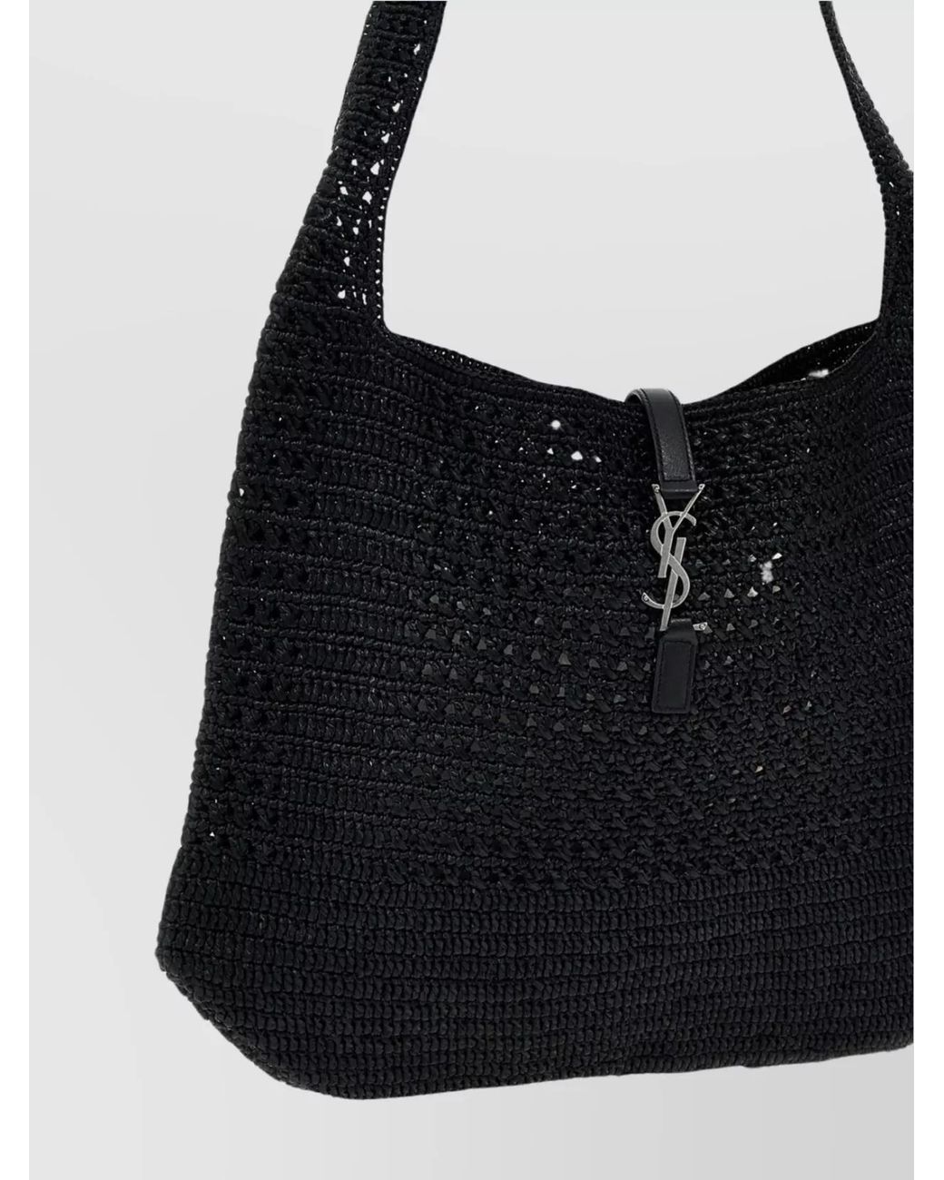 Saint Laurent Black Le 5 À 7 Medium Raffia Tote Bag