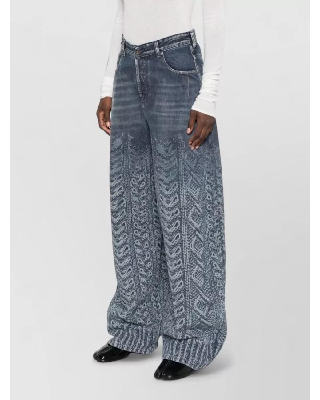 DIESEL Blue Denim High-Rise Wide-Leg Jeans